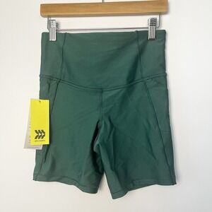 All In Motion Women's High Rise Bike Shorts XS Teal with Pocket New with Tags